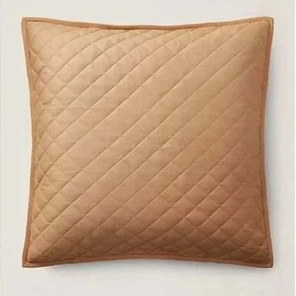 Ralph Lauren Cromwell Modern Equestrian Quilted Euro Sham‎ Camel Old Money NEW